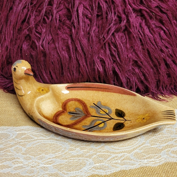 Vintage The California Cleminsons ceramic hand painted bread platter dove - Picture 5 of 15